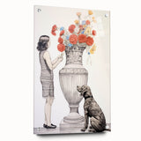 Modern Electric Wall Art: Classic Vase with Bold Floral and Dog Design