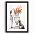 Modern Electric Wall Art: Classic Vase with Bold Floral and Dog Design