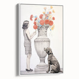Modern Electric Wall Art: Classic Vase with Bold Floral and Dog Design