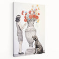 Modern Electric Wall Art: Classic Vase with Bold Floral and Dog Design