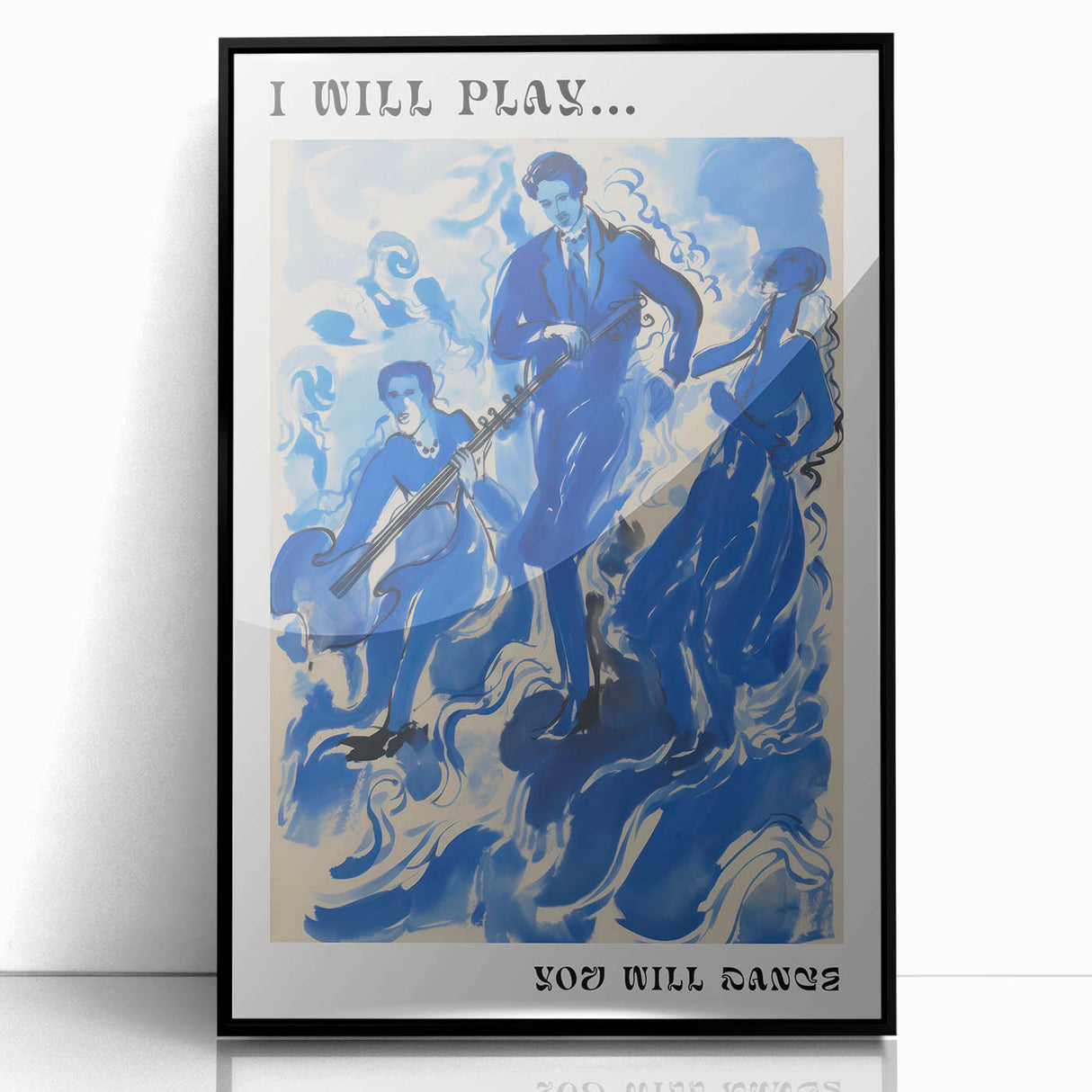 Electric Wall Art: Bold Blue Jazz Musicians in Modern Electric Decor