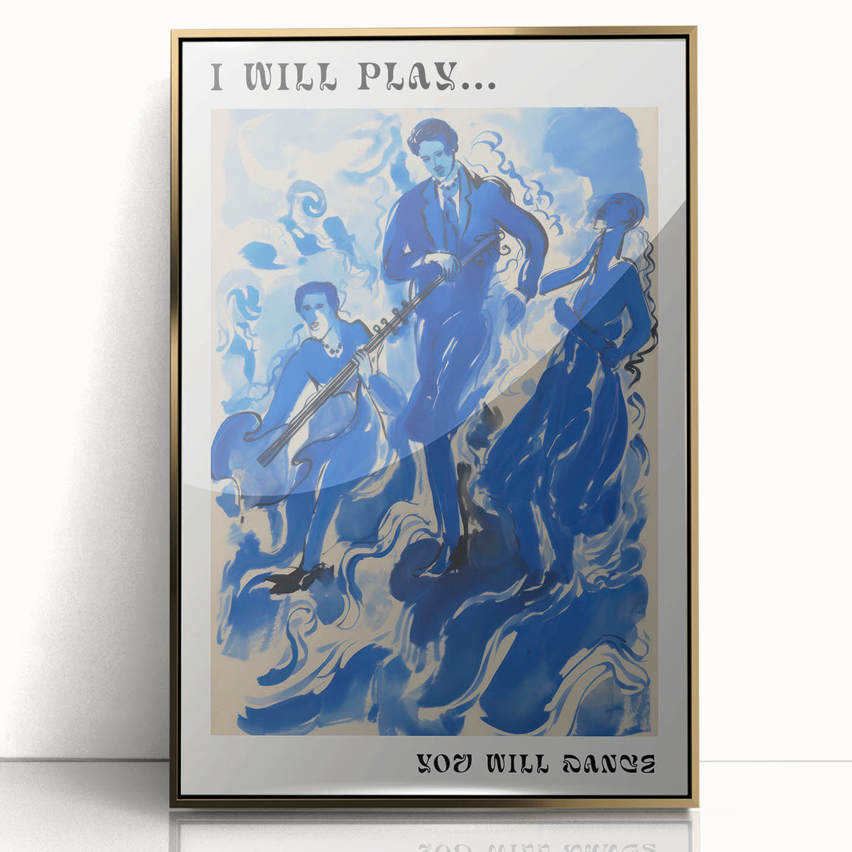 Electric Wall Art: Bold Blue Jazz Musicians in Modern Electric Decor