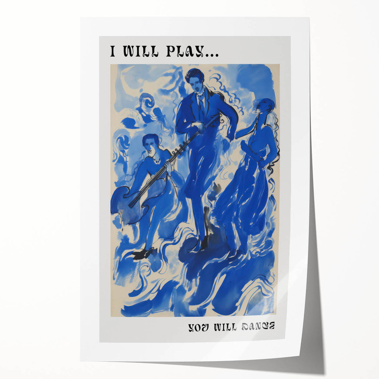 Electric Wall Art: Bold Blue Jazz Musicians in Modern Electric Decor
