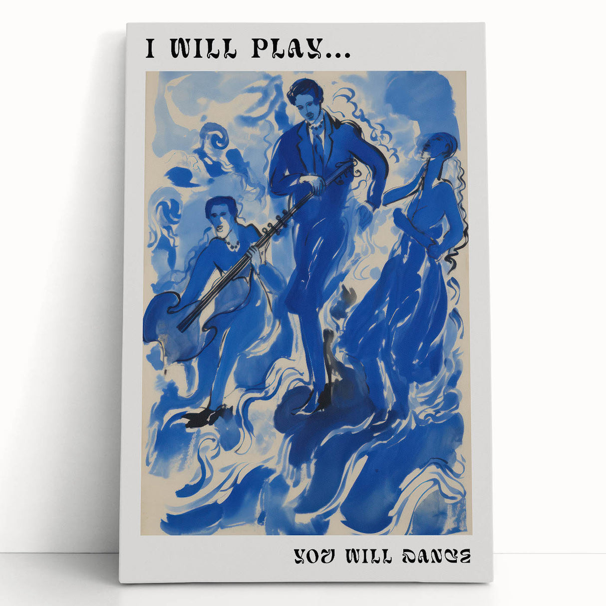 Electric Wall Art: Bold Blue Jazz Musicians in Modern Electric Decor