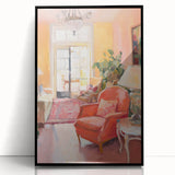 Electric Wall Art: Cozy Living Room Interior in Vibrant Modern Decor