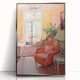 Electric Wall Art: Cozy Living Room Interior in Vibrant Modern Decor