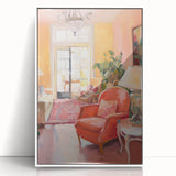 Electric Wall Art: Cozy Living Room Interior in Vibrant Modern Decor