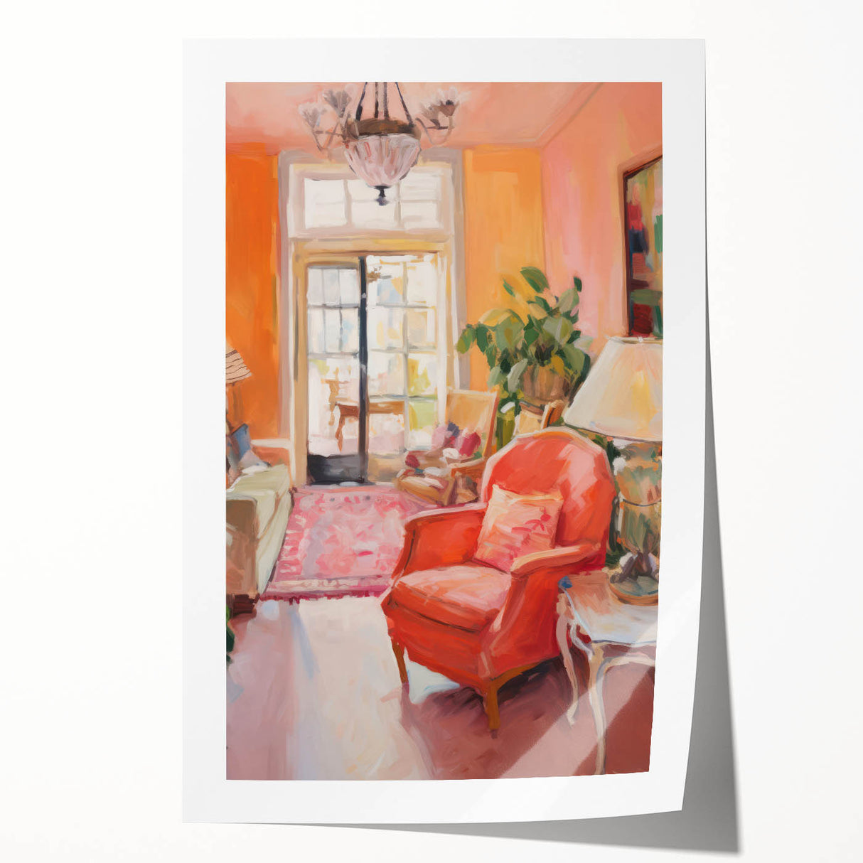 Electric Wall Art: Cozy Living Room Interior in Vibrant Modern Decor
