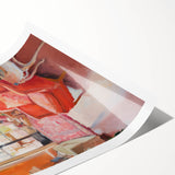 Electric Wall Art: Cozy Living Room Interior in Vibrant Modern Decor