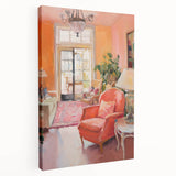 Electric Wall Art: Cozy Living Room Interior in Vibrant Modern Decor