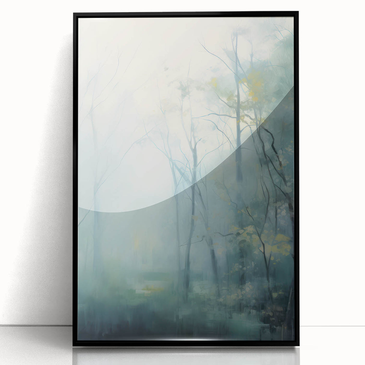 Electric Forest Wall Art: Serene Misty Landscape in Modern Decor