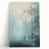Electric Forest Wall Art: Serene Misty Landscape in Modern Decor