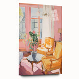 Electric Wall Art: Vibrant Interior with Yellow Chairs in Modern Decor