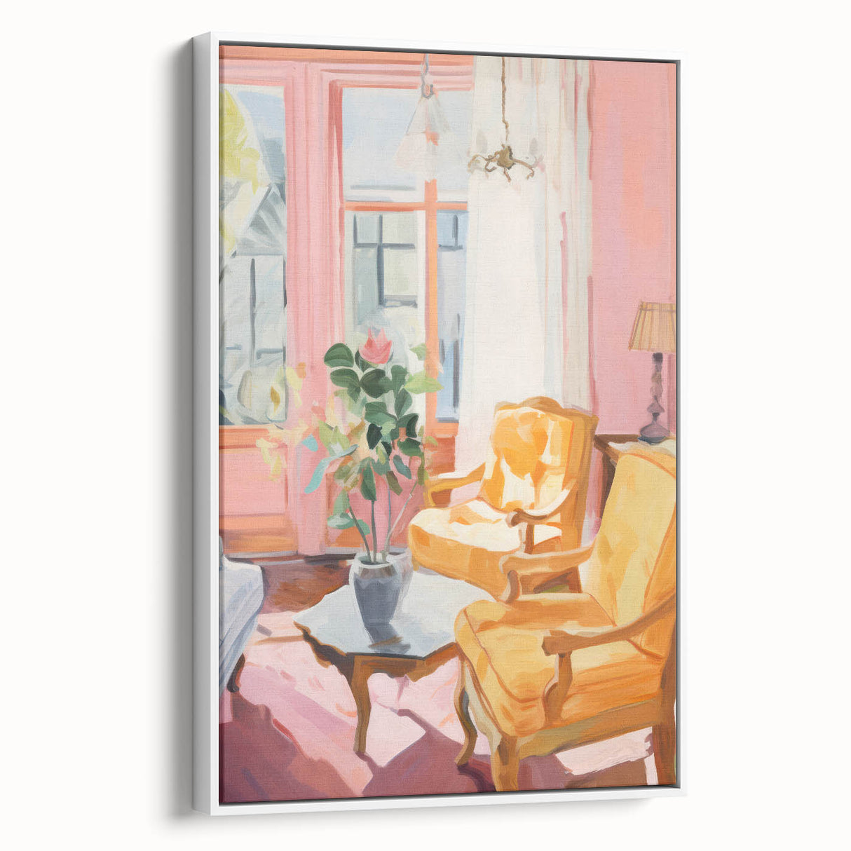 Electric Wall Art: Vibrant Interior with Yellow Chairs in Modern Decor