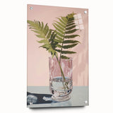 Electric Minimalist Wall Art: Fern in Glass Vase for Modern Decor