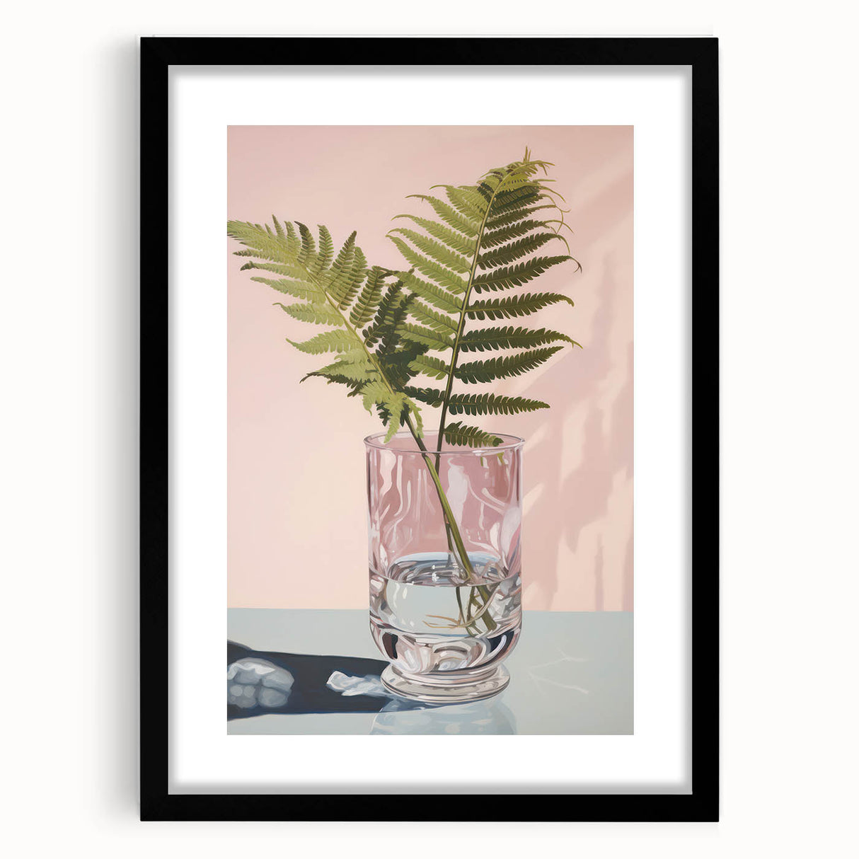 Electric Minimalist Wall Art: Fern in Glass Vase for Modern Decor