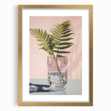 Electric Minimalist Wall Art: Fern in Glass Vase for Modern Decor