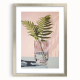 Electric Minimalist Wall Art: Fern in Glass Vase for Modern Decor