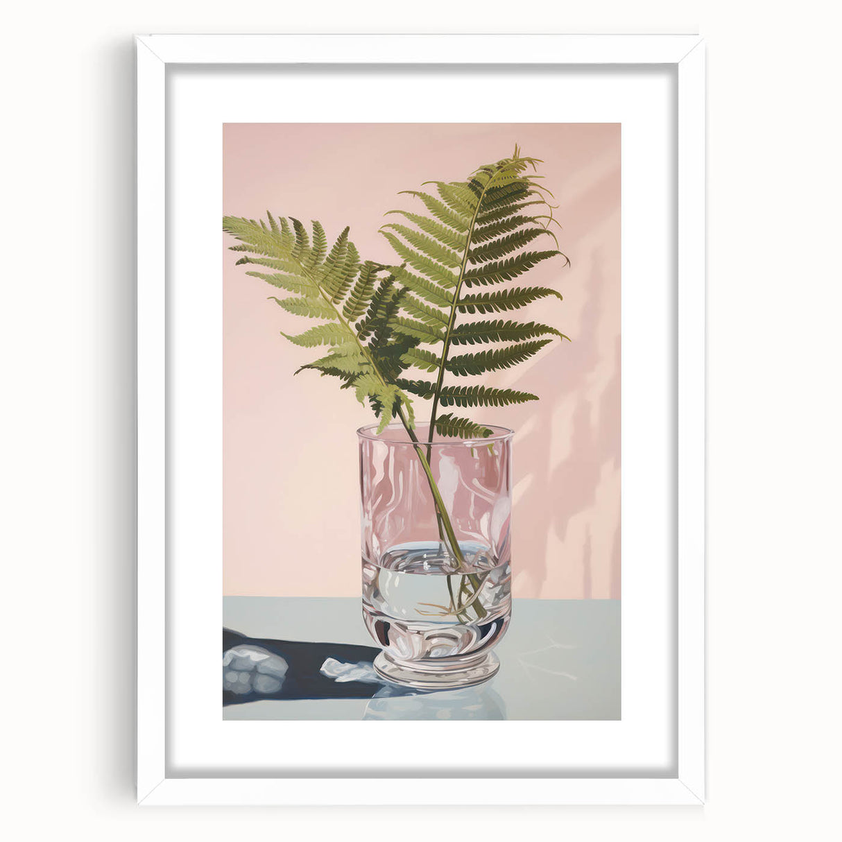 Electric Minimalist Wall Art: Fern in Glass Vase for Modern Decor