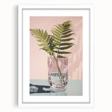 Electric Minimalist Wall Art: Fern in Glass Vase for Modern Decor