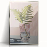 Electric Minimalist Wall Art: Fern in Glass Vase for Modern Decor
