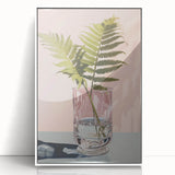 Electric Minimalist Wall Art: Fern in Glass Vase for Modern Decor