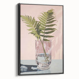 Electric Minimalist Wall Art: Fern in Glass Vase for Modern Decor
