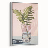 Electric Minimalist Wall Art: Fern in Glass Vase for Modern Decor