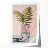 Electric Minimalist Wall Art: Fern in Glass Vase for Modern Decor