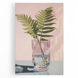 Electric Minimalist Wall Art: Fern in Glass Vase for Modern Decor