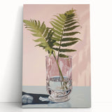 Electric Minimalist Wall Art: Fern in Glass Vase for Modern Decor