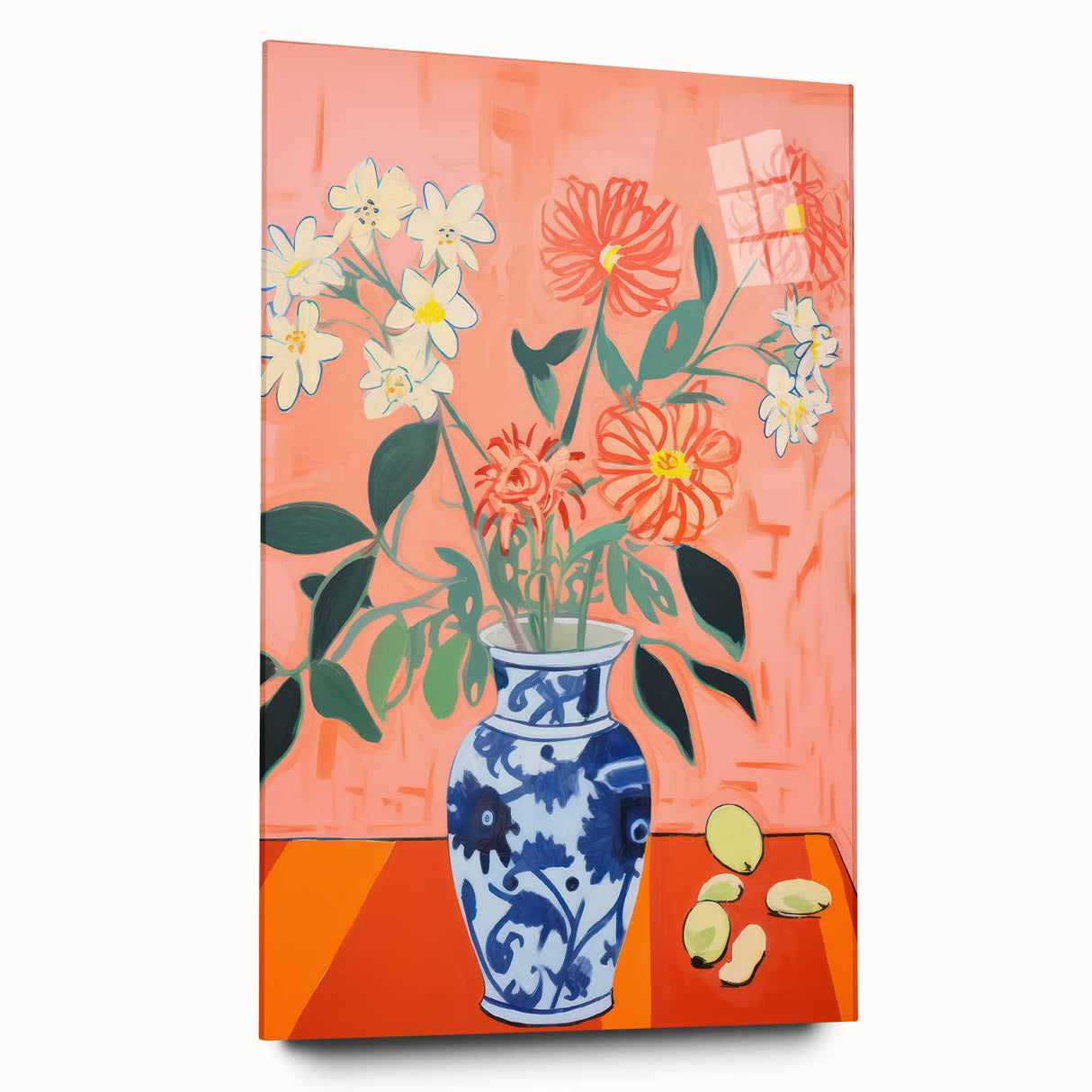 Electric Floral Wall Art: Bold Vase with Vibrant Flowers in Modern Decor