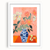Electric Floral Wall Art: Bold Vase with Vibrant Flowers in Modern Decor