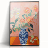 Electric Floral Wall Art: Bold Vase with Vibrant Flowers in Modern Decor
