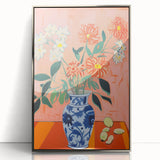 Electric Floral Wall Art: Bold Vase with Vibrant Flowers in Modern Decor