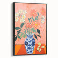 Electric Floral Wall Art: Bold Vase with Vibrant Flowers in Modern Decor