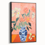 Electric Floral Wall Art: Bold Vase with Vibrant Flowers in Modern Decor