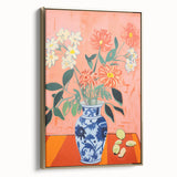 Electric Floral Wall Art: Bold Vase with Vibrant Flowers in Modern Decor