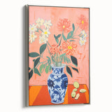 Electric Floral Wall Art: Bold Vase with Vibrant Flowers in Modern Decor