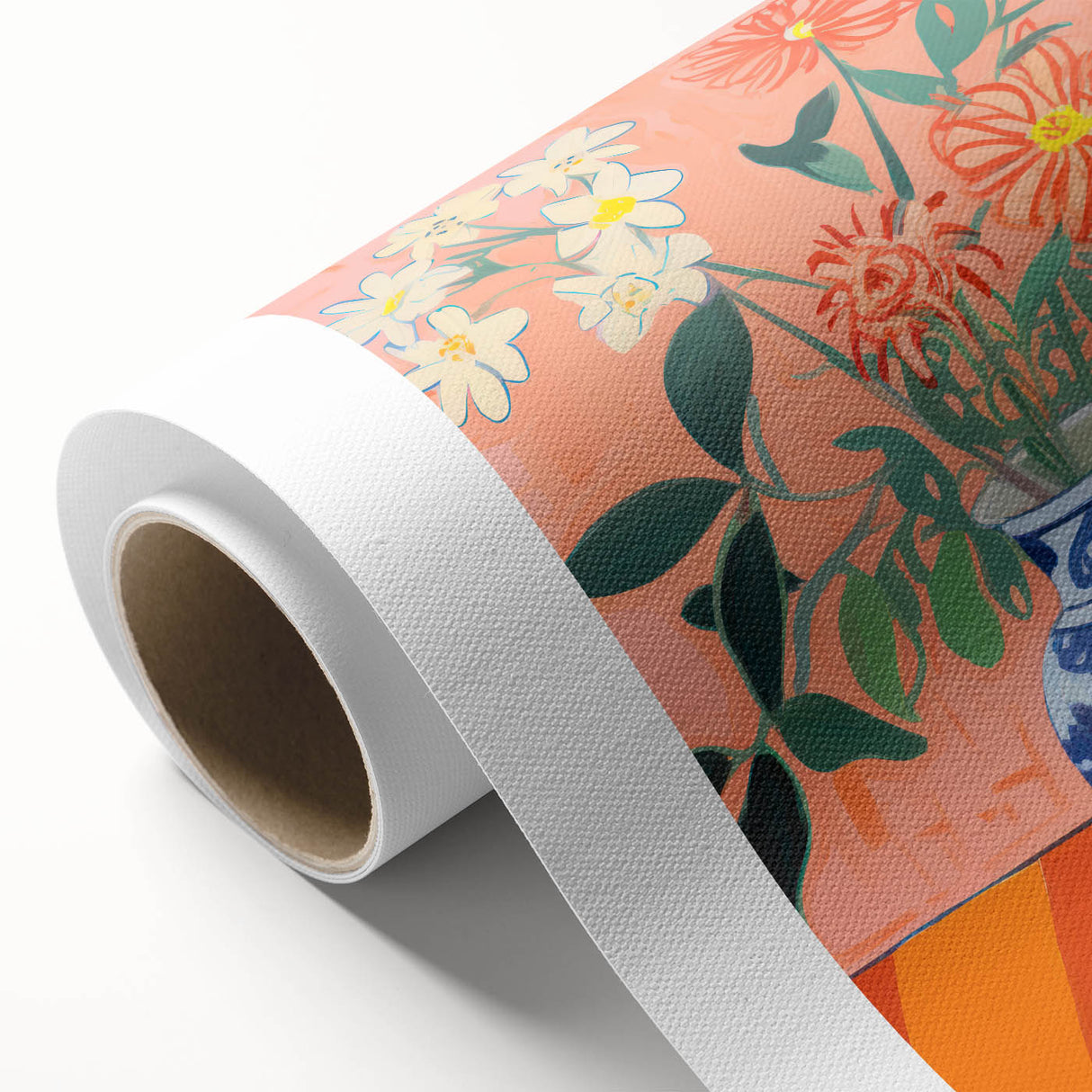 Electric Floral Wall Art: Bold Vase with Vibrant Flowers in Modern Decor