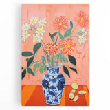 Electric Floral Wall Art: Bold Vase with Vibrant Flowers in Modern Decor