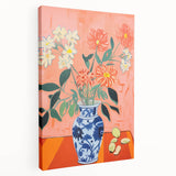 Electric Floral Wall Art: Bold Vase with Vibrant Flowers in Modern Decor