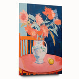 Electric Floral Wall Art: Bold Pink and Orange Flowers in Modern Decor