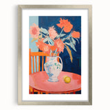 Electric Floral Wall Art: Bold Pink and Orange Flowers in Modern Decor