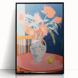 Electric Floral Wall Art: Bold Pink and Orange Flowers in Modern Decor