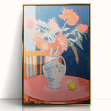 Electric Floral Wall Art: Bold Pink and Orange Flowers in Modern Decor