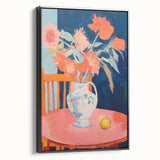 Electric Floral Wall Art: Bold Pink and Orange Flowers in Modern Decor