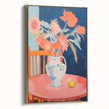 Electric Floral Wall Art: Bold Pink and Orange Flowers in Modern Decor