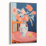 Electric Floral Wall Art: Bold Pink and Orange Flowers in Modern Decor