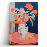 Electric Floral Wall Art: Bold Pink and Orange Flowers in Modern Decor